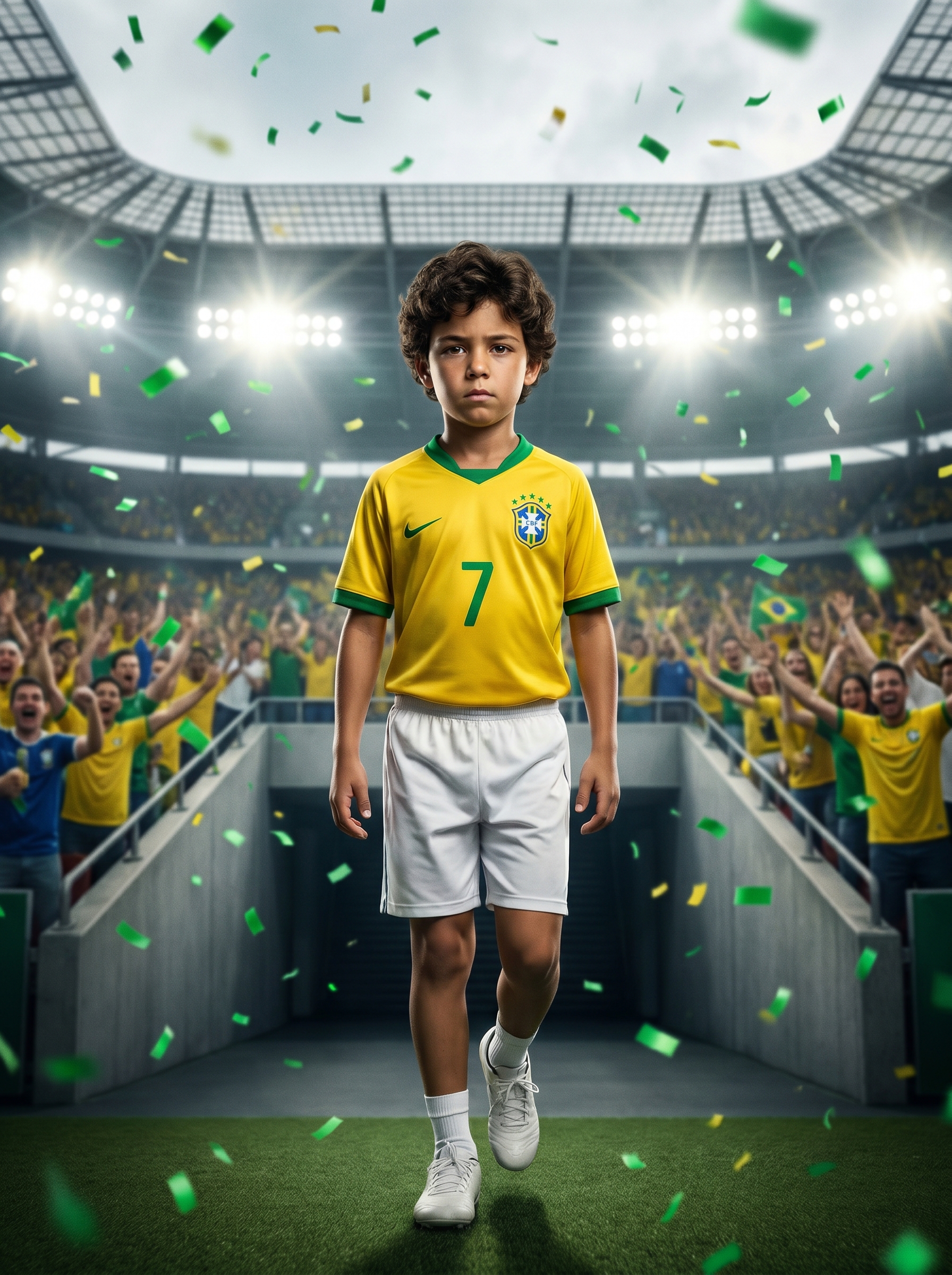João 7 anos — Pôster entrada em campo
